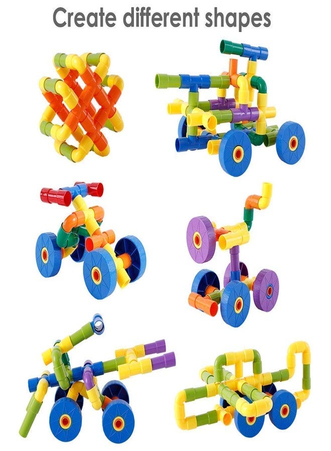 NIYANETAIL Plastic Pipe Puzzle Building Blocks Set/Educational Construction Toy/Puzzles Learning Activity Game for Kids, Children, Boys, Girls (56 Pipes) (Multicolor) - Image 5